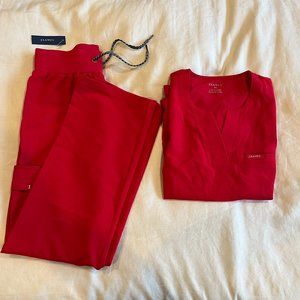 The Women's Straight Leg Chic Scrub Set BRIGHT RED - XS